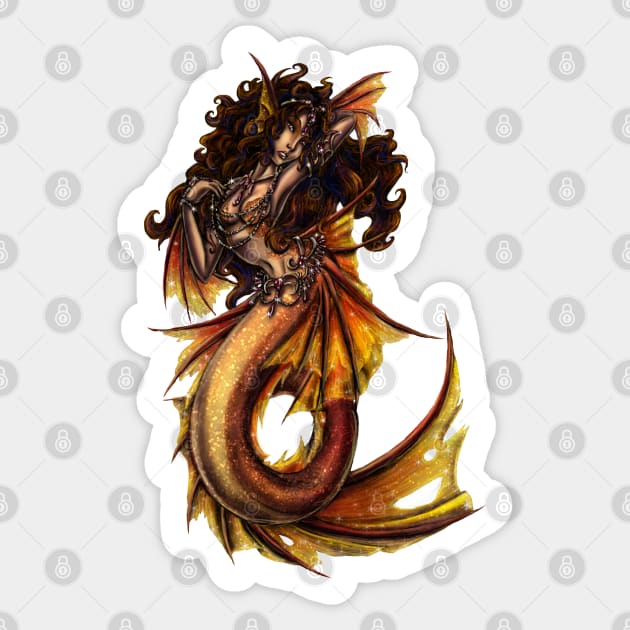 Crimson Mermaid (Sans Background) Sticker by kaemcspadden@gmail.com